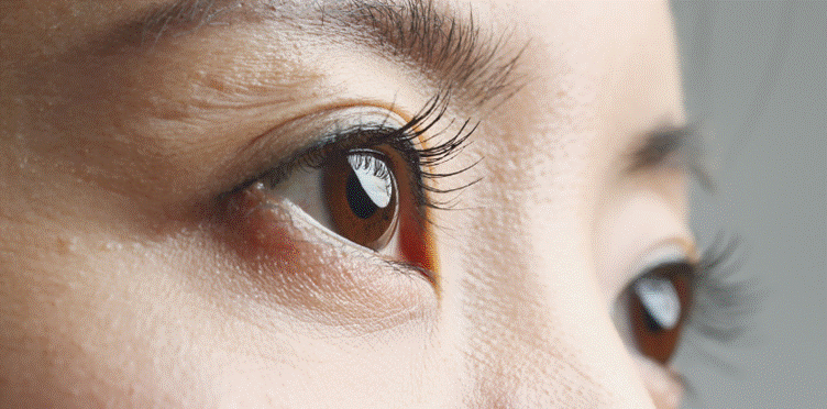 A close-up of a woman's eyes